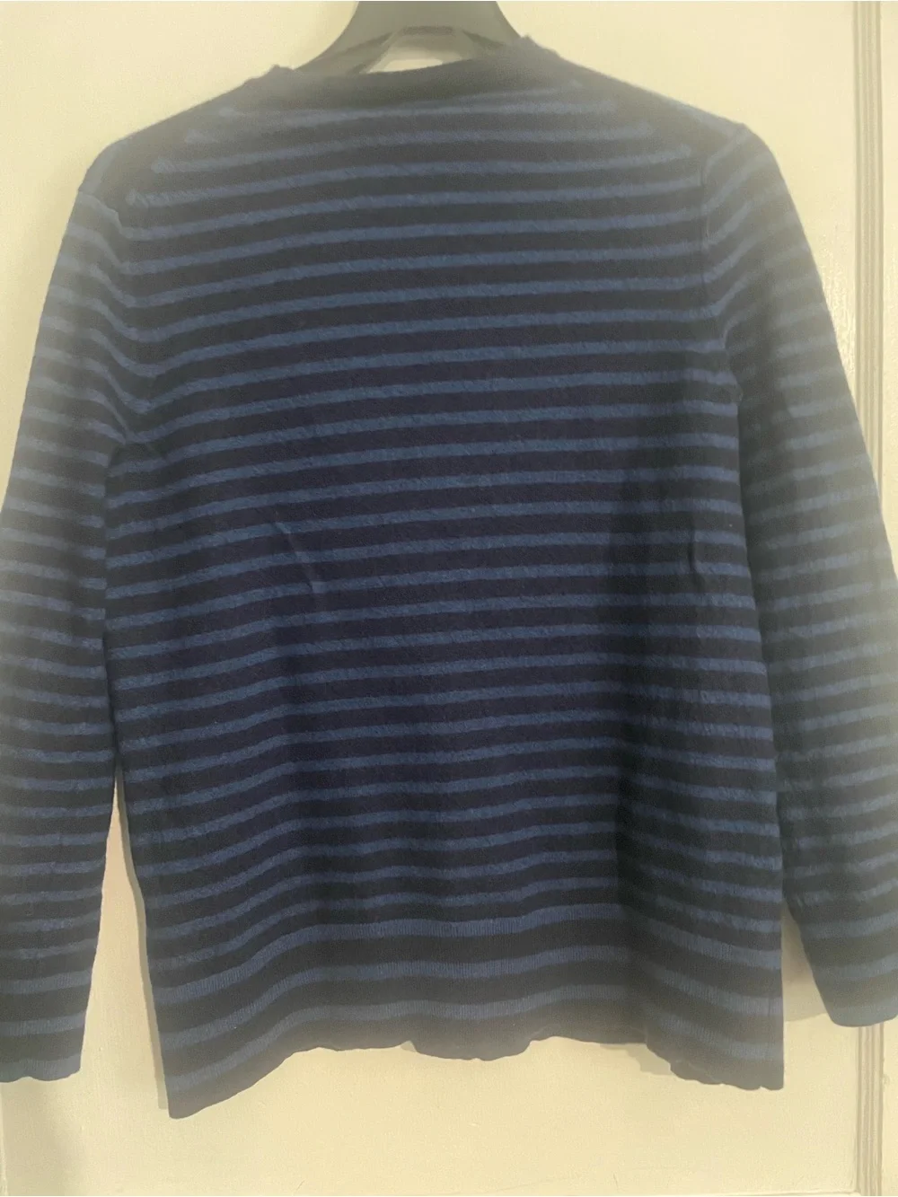Banana Republic Striped Crewneck Sweater - Navy & Blue Italian merino yarn by